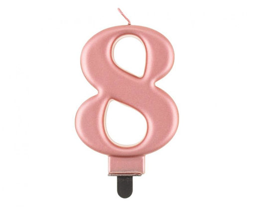 Picture of BIRTHDAY CANDLE ROSE GOLD NUMBER 8 - 8CM